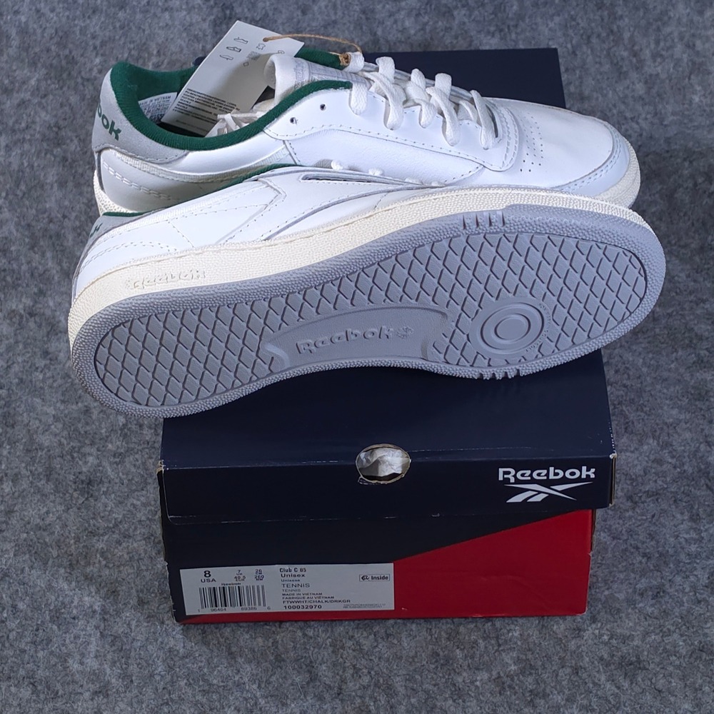 Reebok Club C 85 Mens 8 Womens 9.5 White Green Leather Sneakers 100032970 NEW - Picture 5 of 7